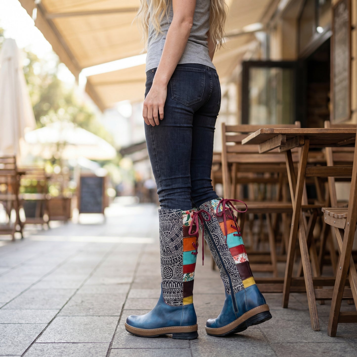 Handcrafted Bohemian Floral Leather Boots