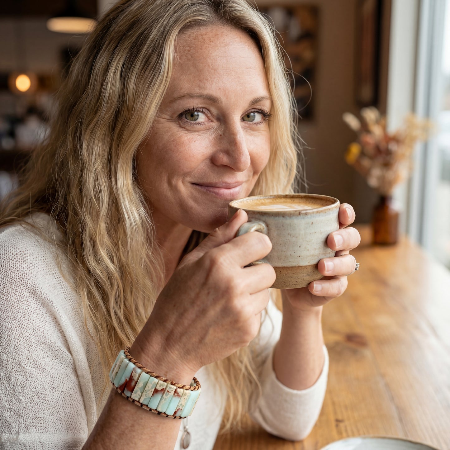 Handcrafted Amazonite Leather Wrap Bracelet