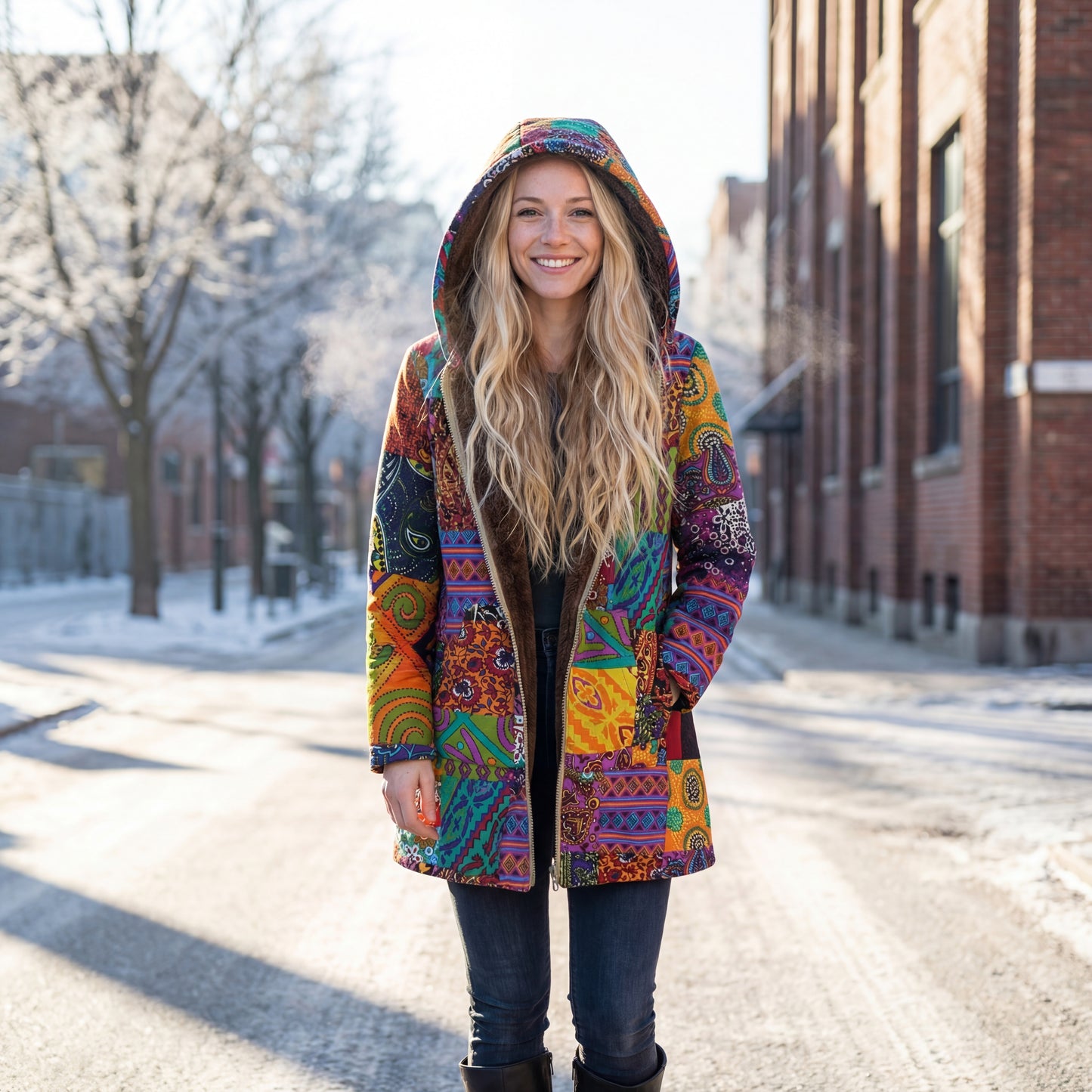 Linen-Lined Artistic Hooded Jacket