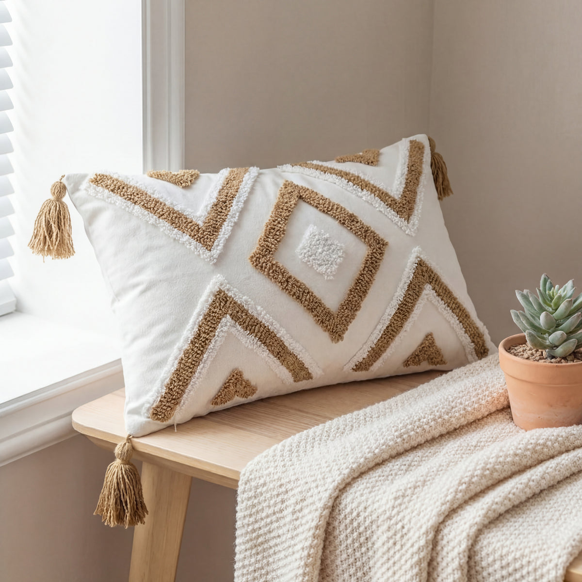 Geometric Embroidered Pillow Case