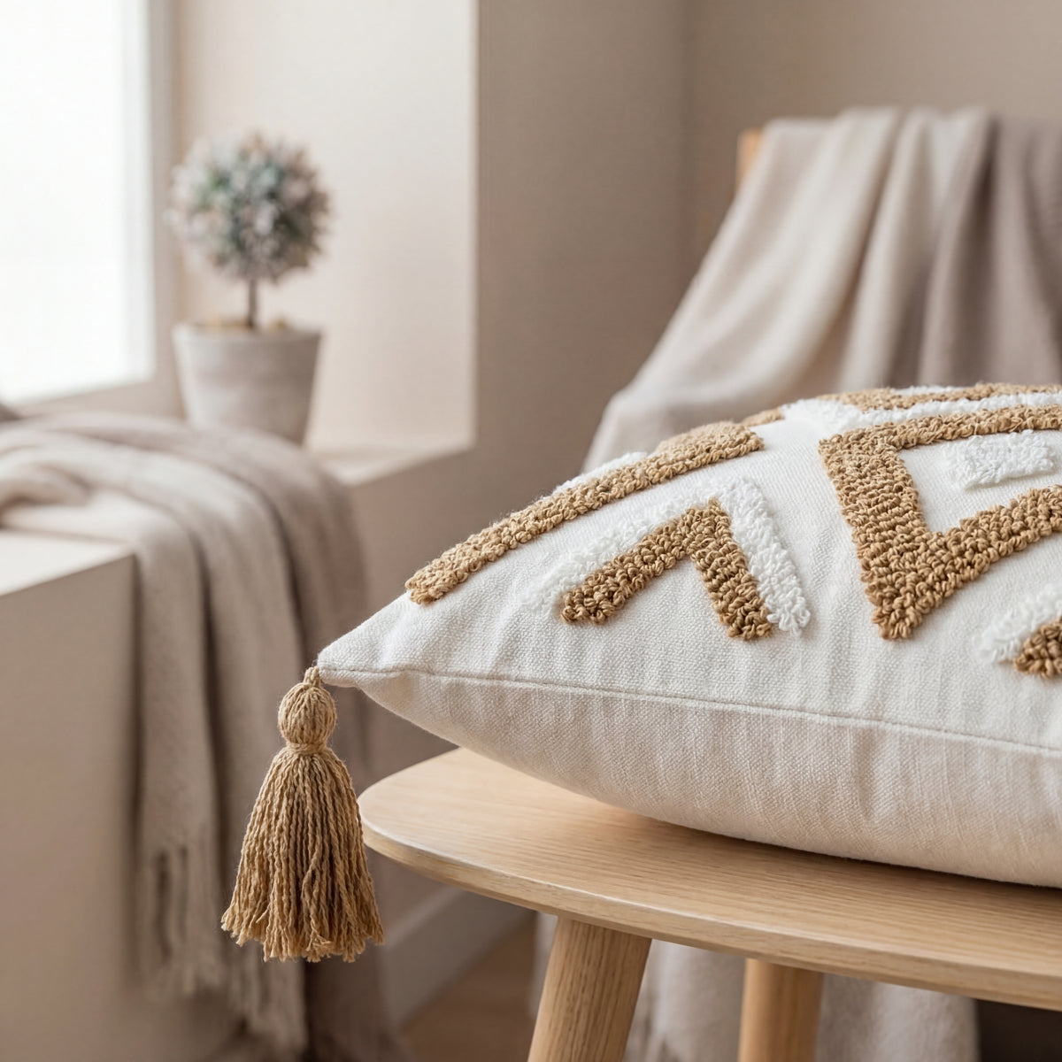 Geometric Embroidered Pillow Case