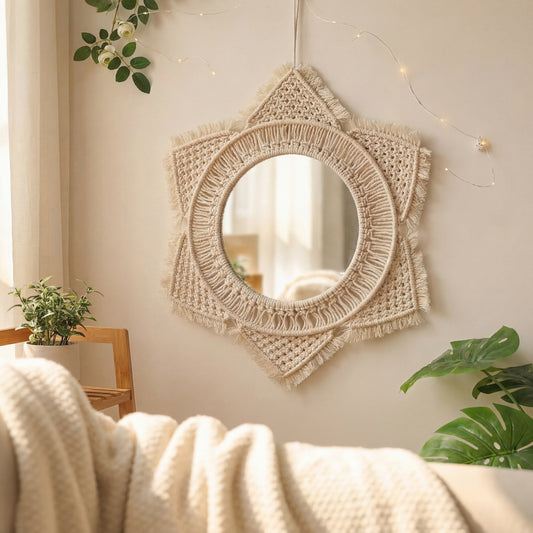 Artisan Macrame Sun Mirror Collection