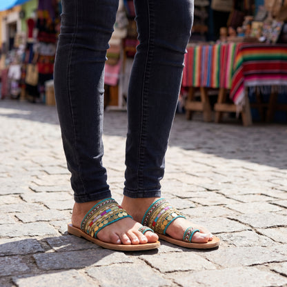 Artisanal Knitted Tassel Sandals