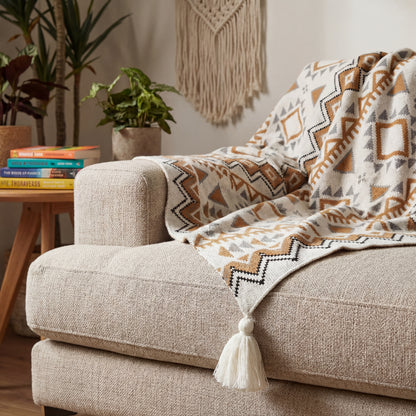 Artisanal Bohemian Diamond Knit Throw