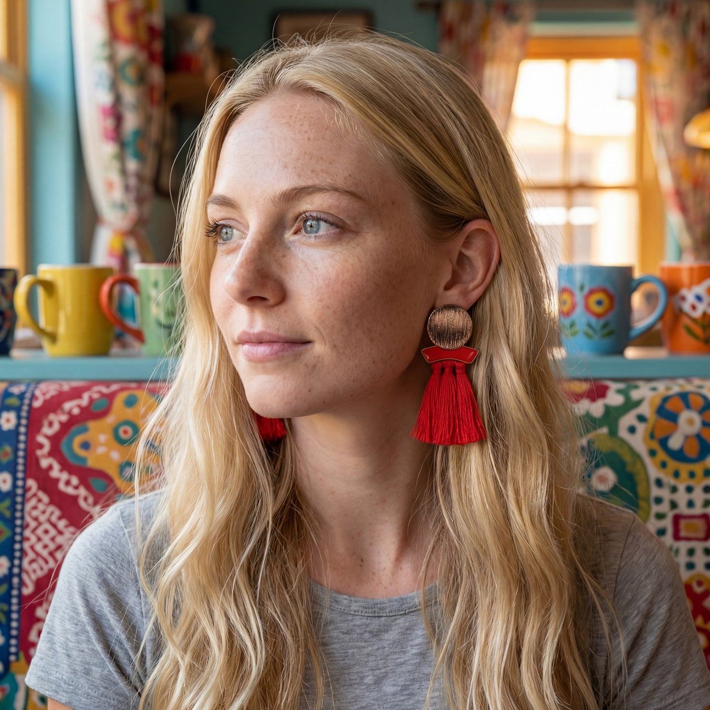 Boho Drip Fringe Statement Hoops