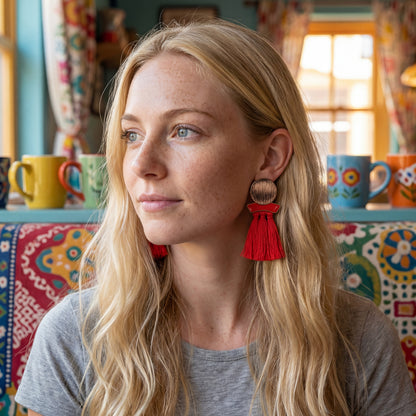 Boho Drip Fringe Statement Hoops