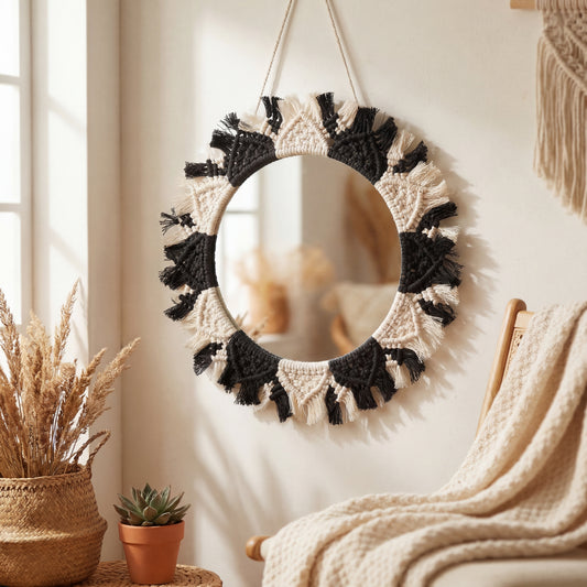Artisan Macrame Sun Mirror Collection