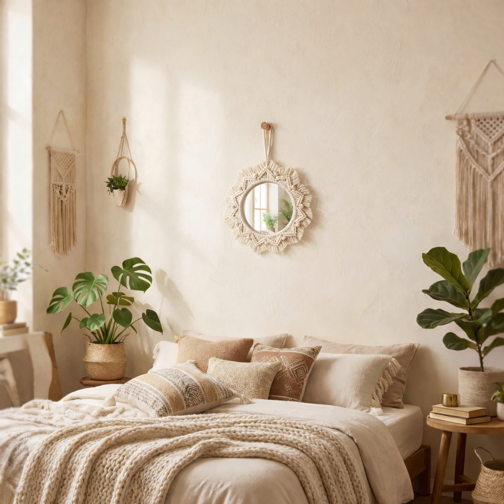 Artisan Macrame Sun Wall Mirror