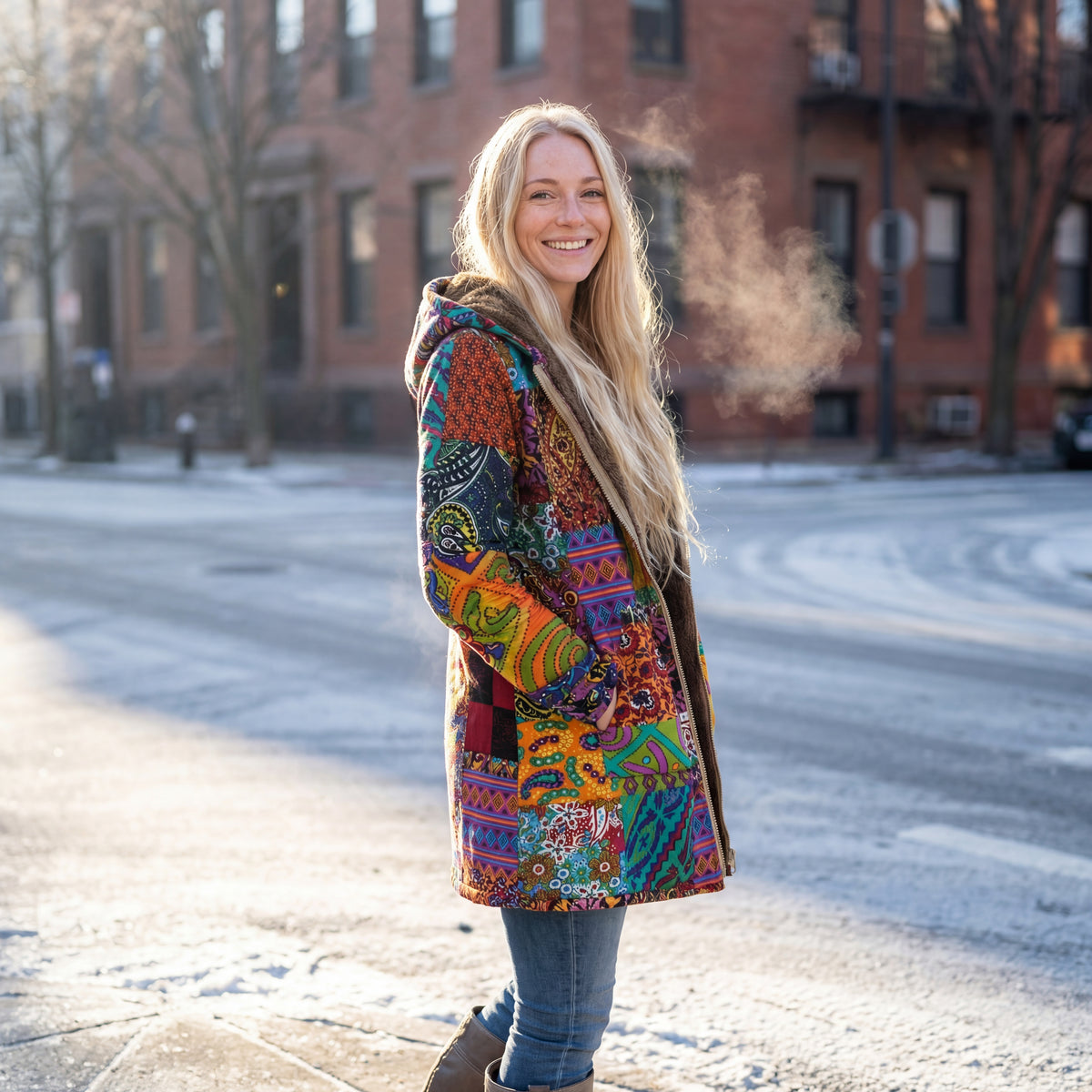 Linen-Lined Artistic Hooded Jacket