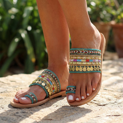 Artisanal Knitted Tassel Sandals