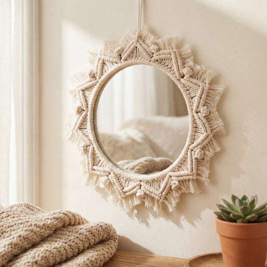 Artisan Macrame Sun Mirror Collection