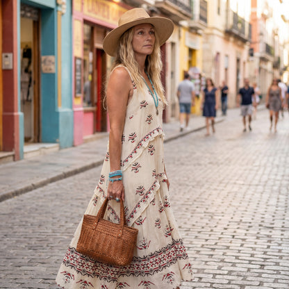 Bohemian High-Waisted Maxi Dress