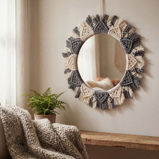 Artisan Macrame Sun Mirror Collection