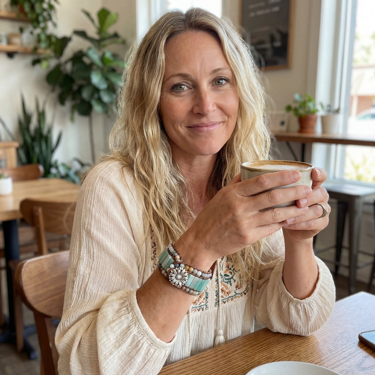 Handcrafted Amazonite Leather Wrap Bracelet