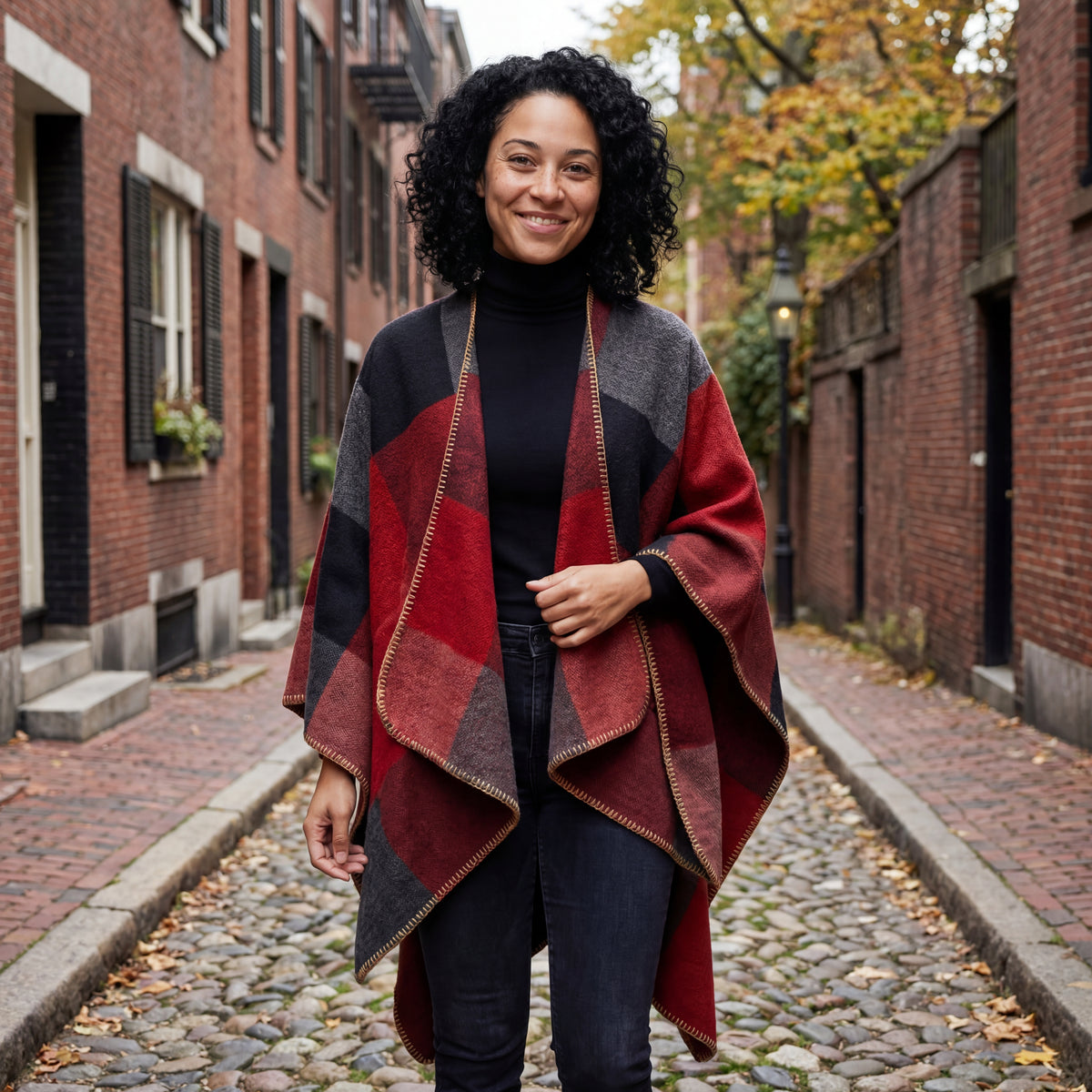 Althea Plaid Wrap Shawl