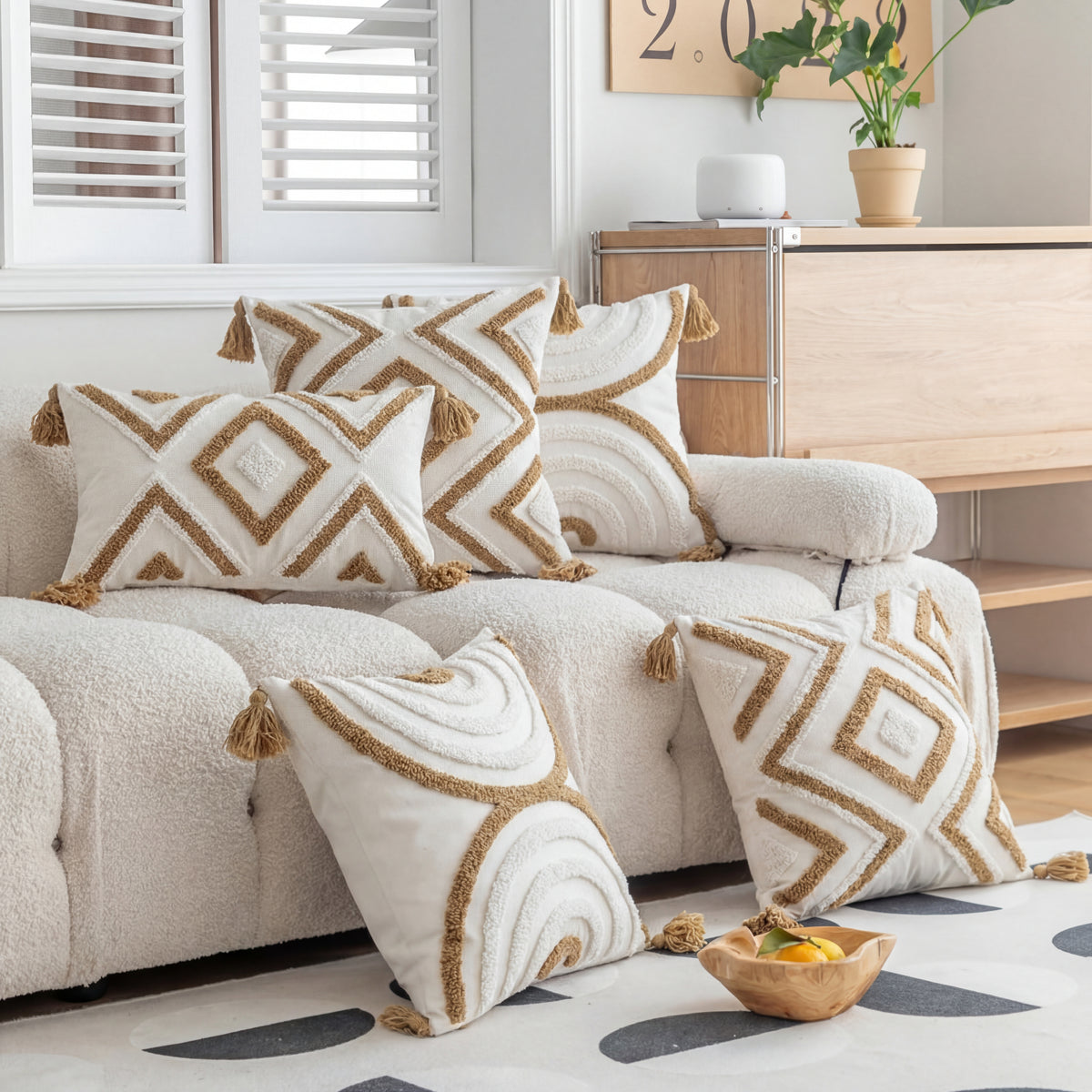 Geometric Embroidered Pillow Case