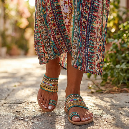 Artisanal Knitted Tassel Sandals