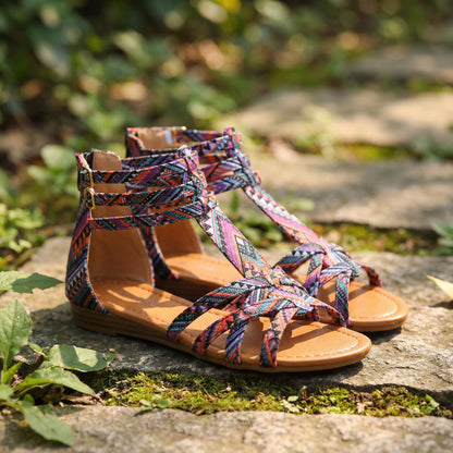 Zip-Back Boho Gladiator Sandals