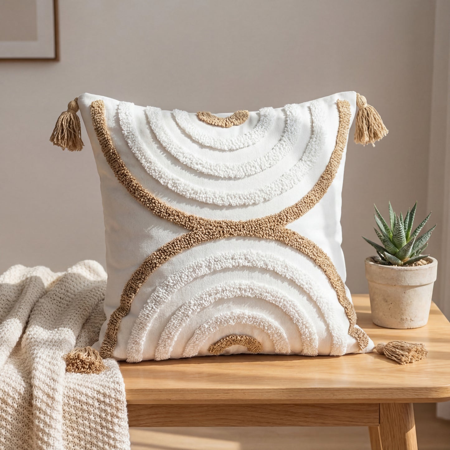 Geometric Embroidered Pillow Case