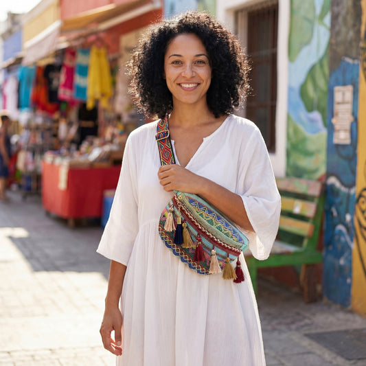 Artisanal Geometric Embroidered Belt Bag