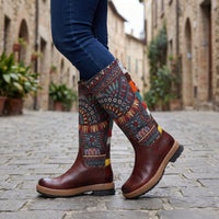 Handcrafted Bohemian Floral Leather Boots