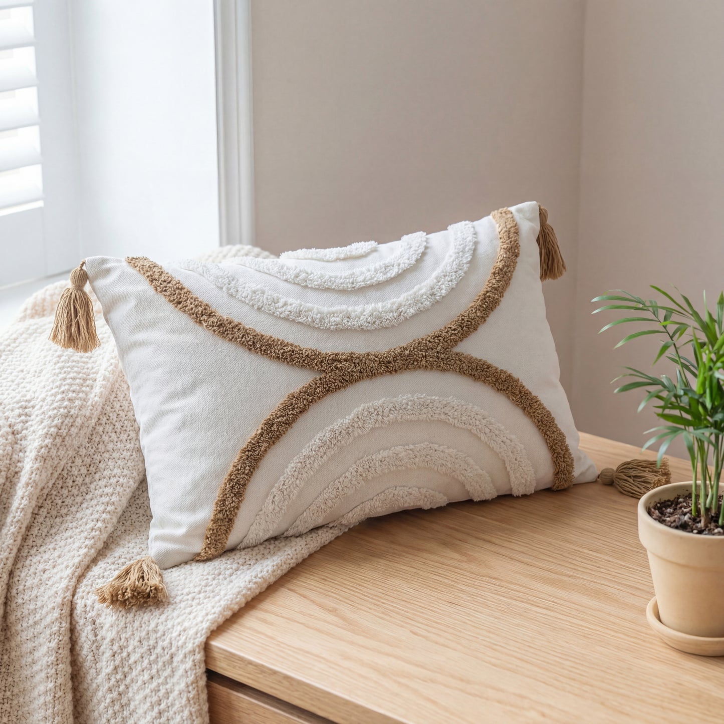 Geometric Embroidered Pillow Case