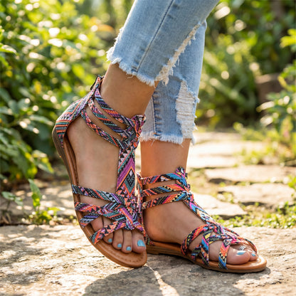 Zip-Back Boho Gladiator Sandals