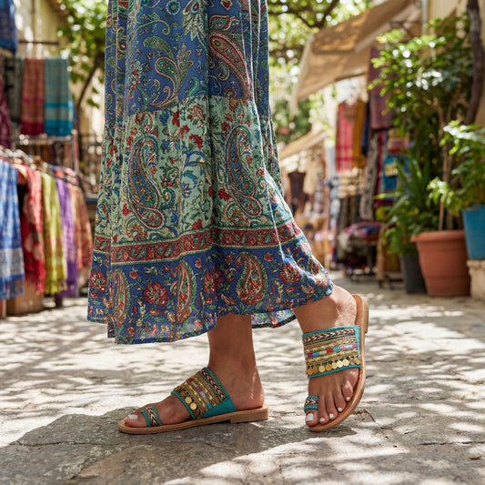 Artisanal Knitted Tassel Sandals