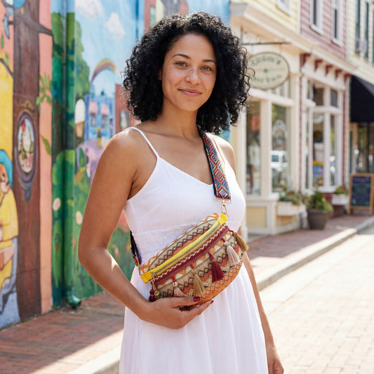 Artisanal Geometric Embroidered Belt Bag
