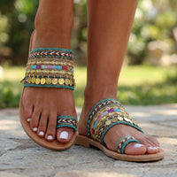 Artisanal Knitted Tassel Sandals