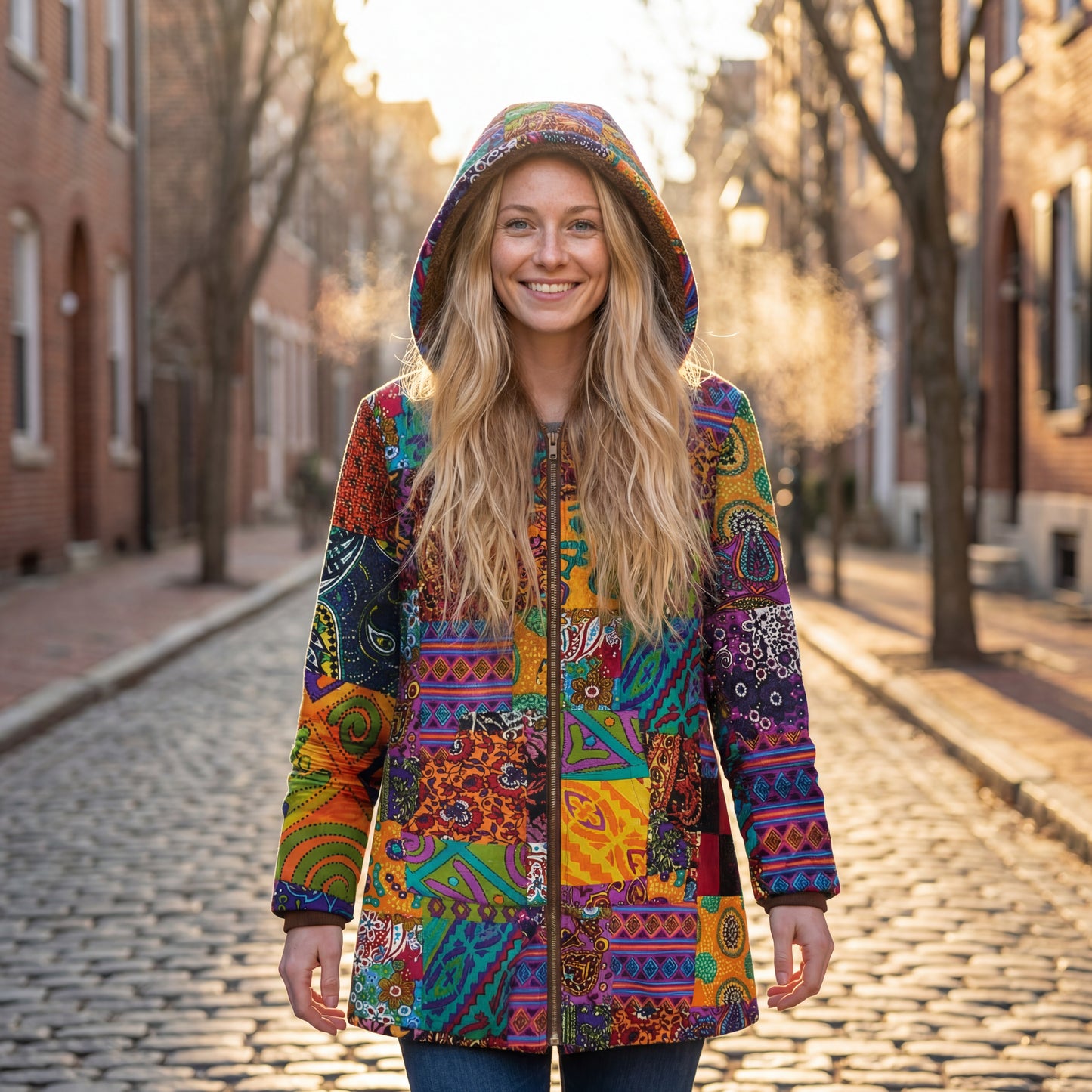 Linen-Lined Artistic Hooded Jacket