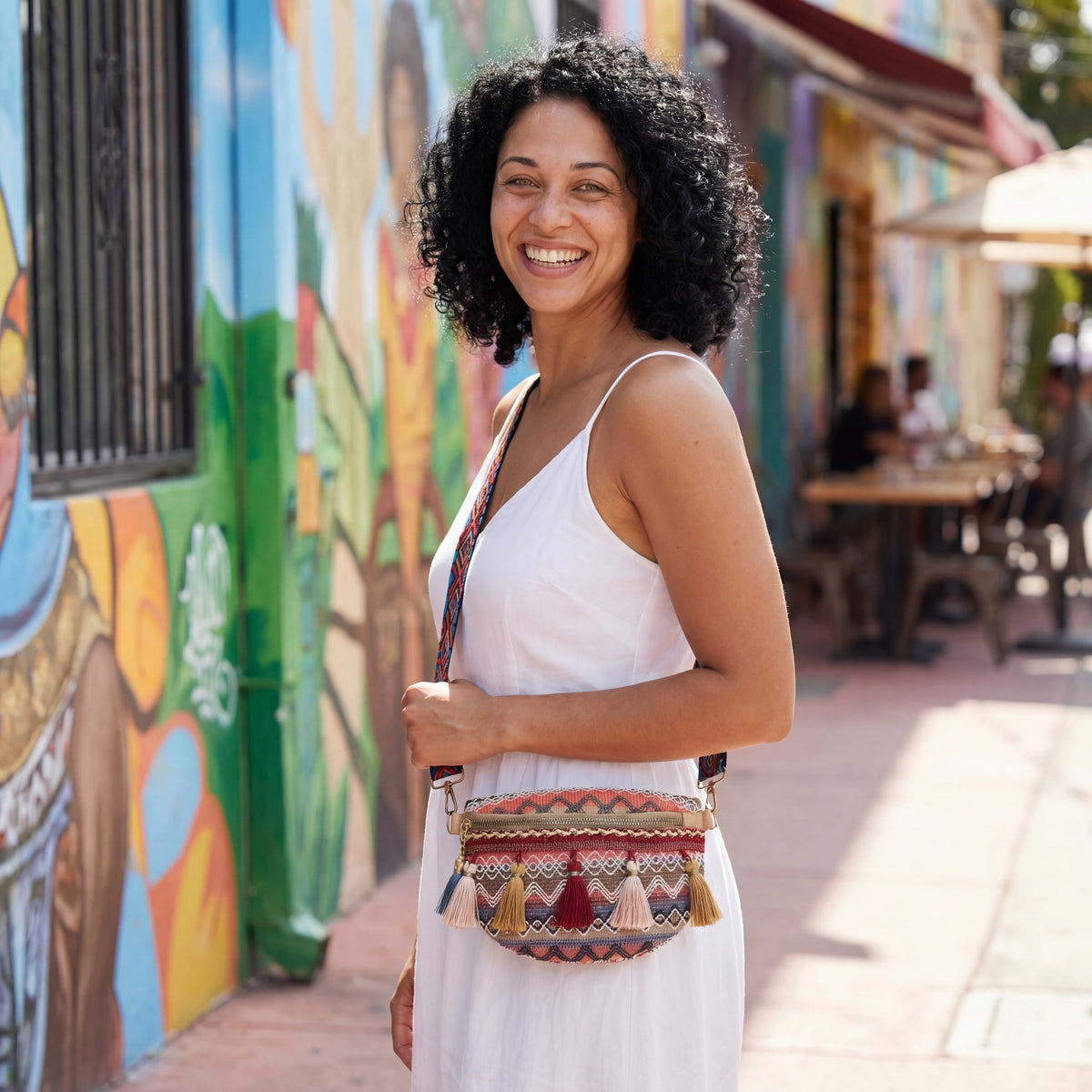 Artisanal Geometric Embroidered Belt Bag