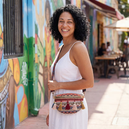 Artisanal Geometric Embroidered Belt Bag