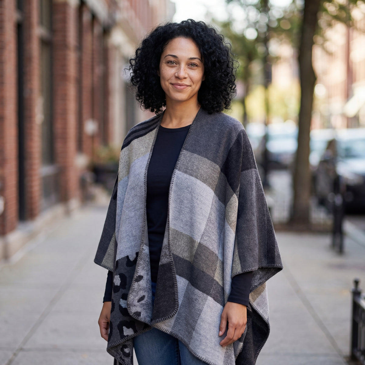 Althea Plaid Wrap Shawl