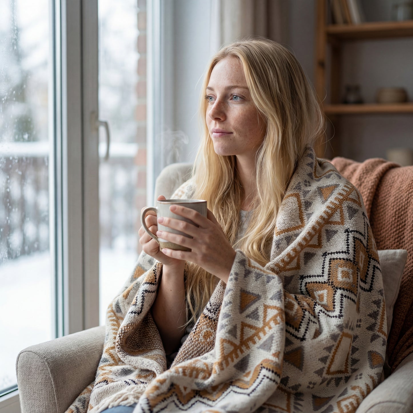 Artisanal Bohemian Diamond Knit Throw