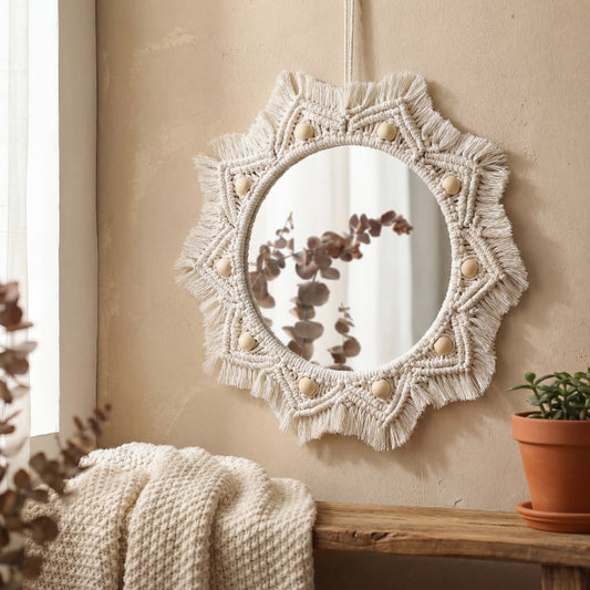 Artisan Macrame Sun Mirror Collection