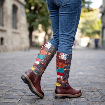 Handcrafted Bohemian Floral Leather Boots