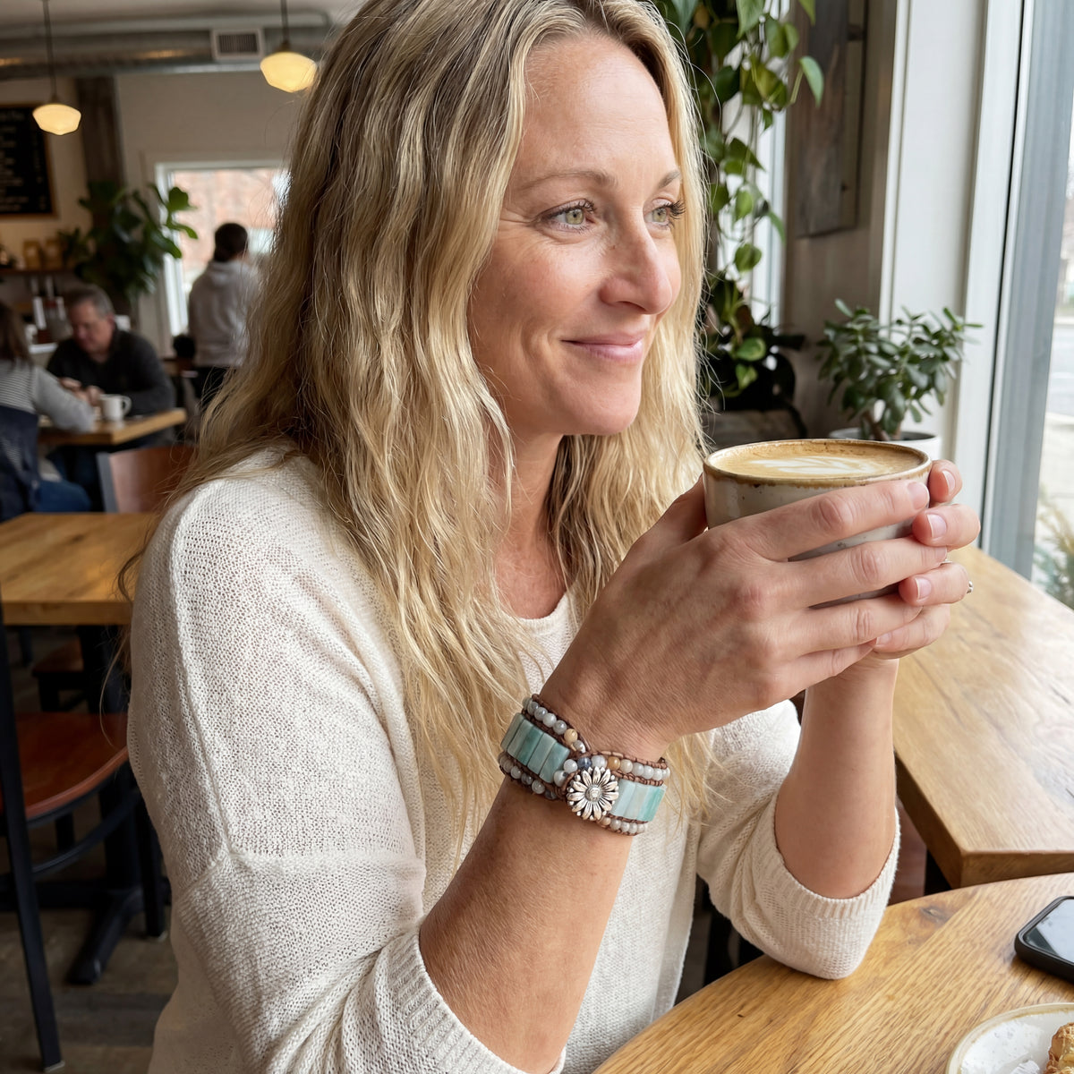Handcrafted Amazonite Leather Wrap Bracelet