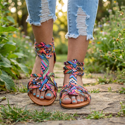 Zip-Back Boho Gladiator Sandals
